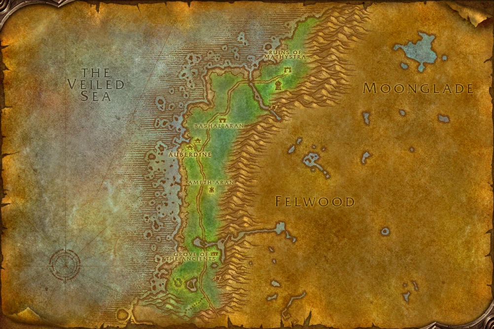 Darkshore world map art