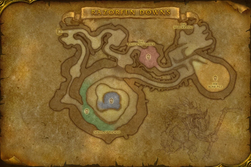 Razorfen Downs interior terrain map