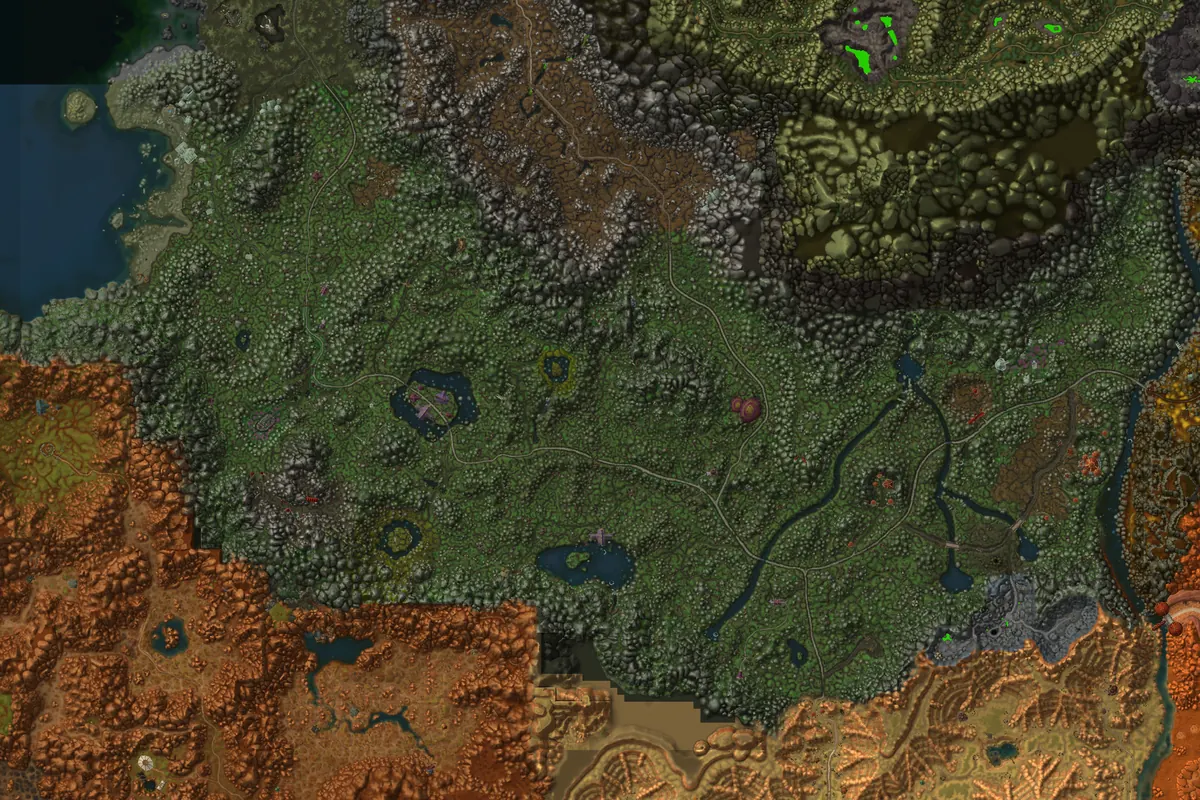 Ashenvale interior terrain map