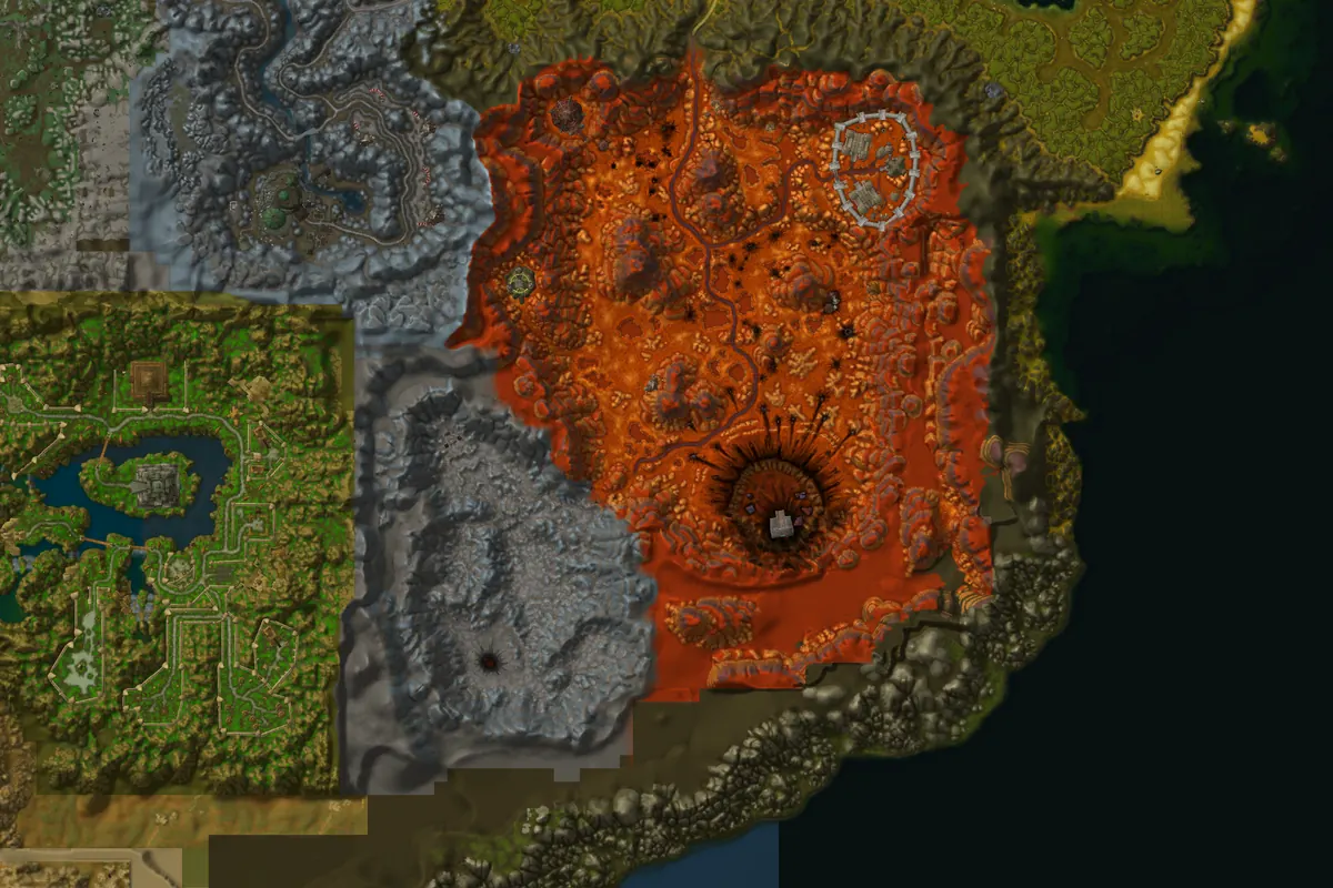 Blasted Lands interior terrain map