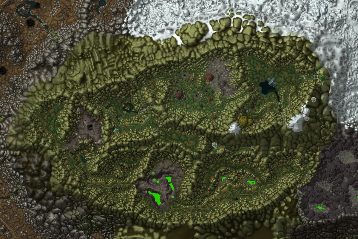 Mount Hyjal interior terrain map