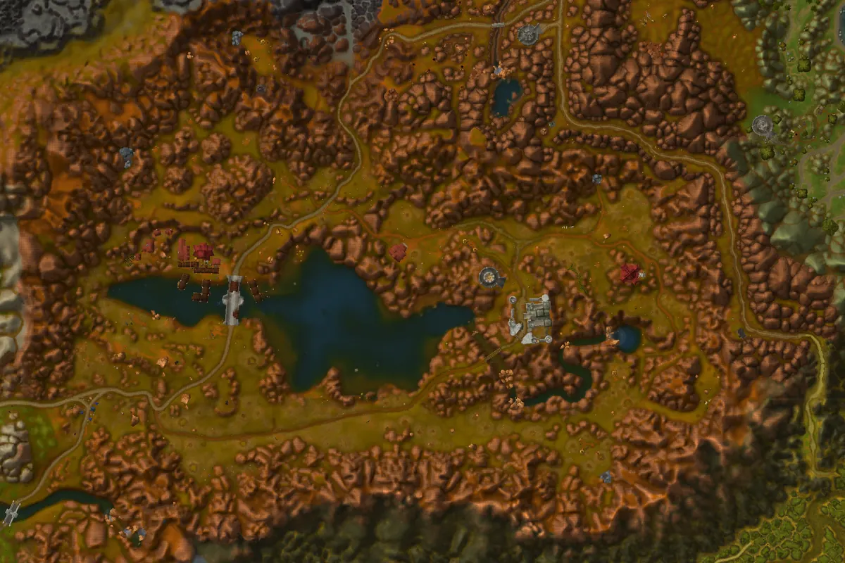 Redridge Mountains interior terrain map