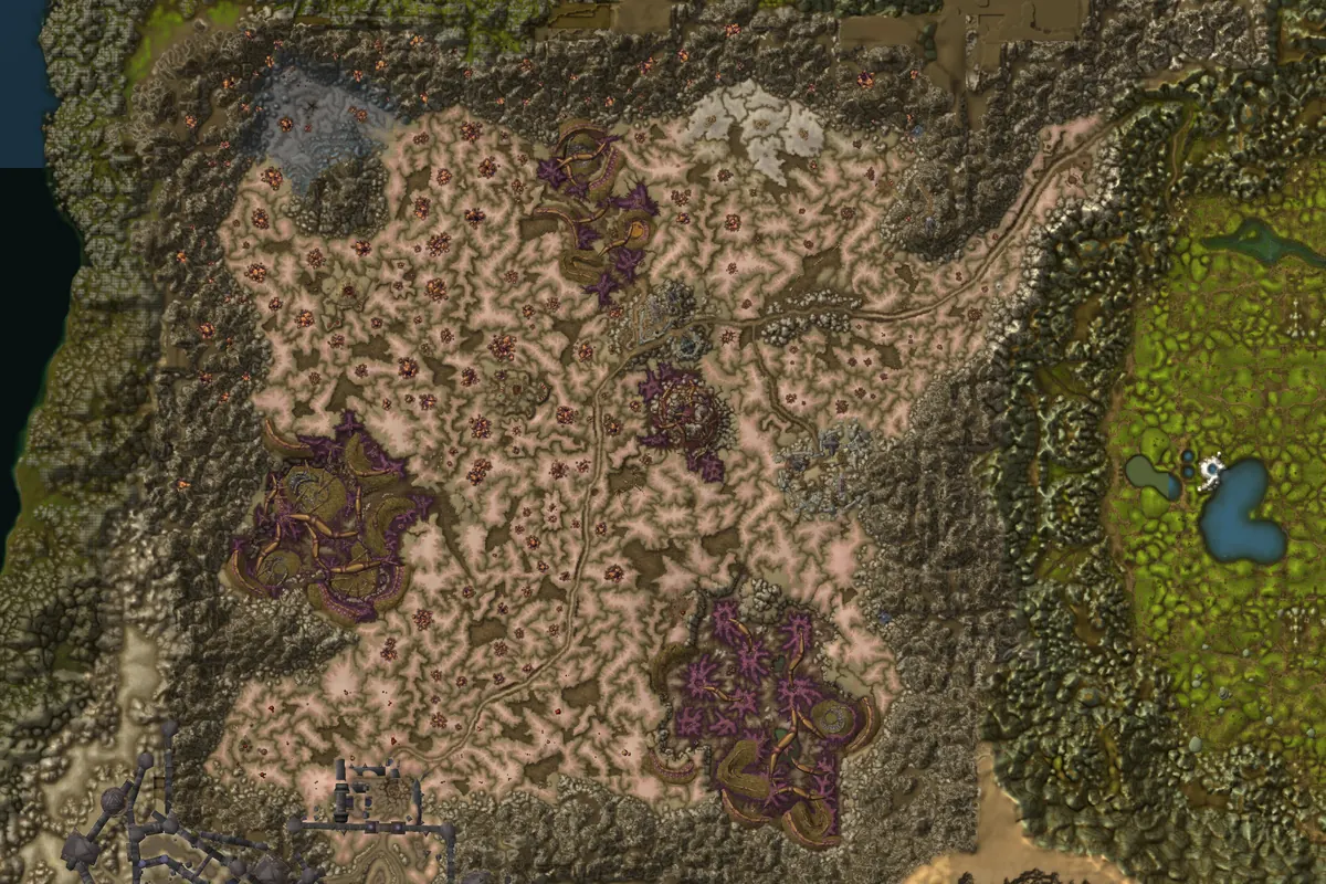 Silithus interior terrain map