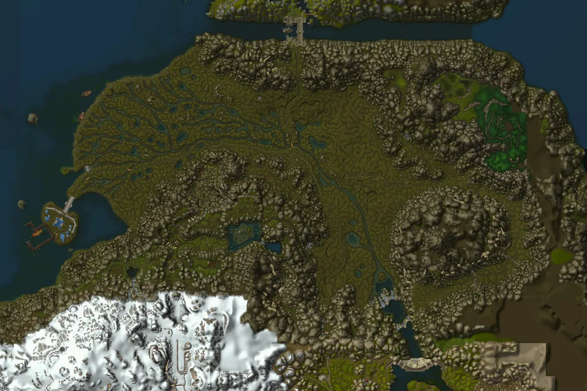 Wetlands interior terrain map