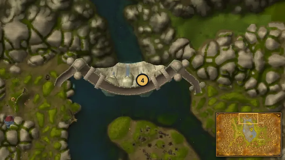 Loch Modan terrain map with pin 4 on the Stonewrought Dam